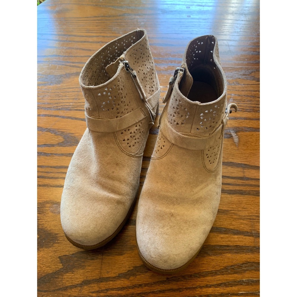 Teva Foxy Ankle Boots Tan Suede Perforated Leather Womens 7.5